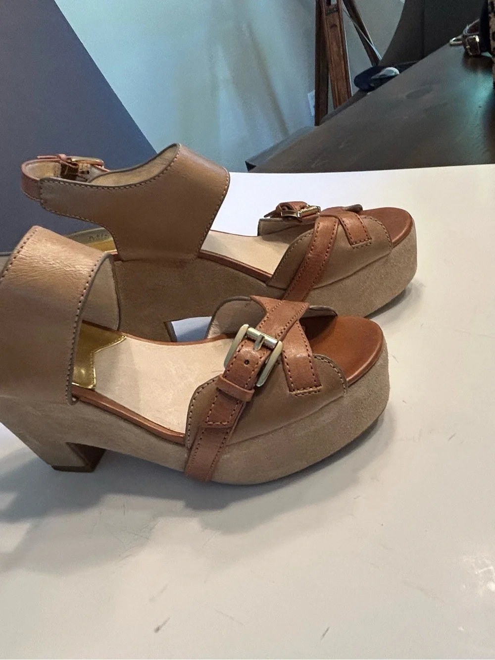 MICHAEL Michael Kors Brown Leather Block Heel Sandals